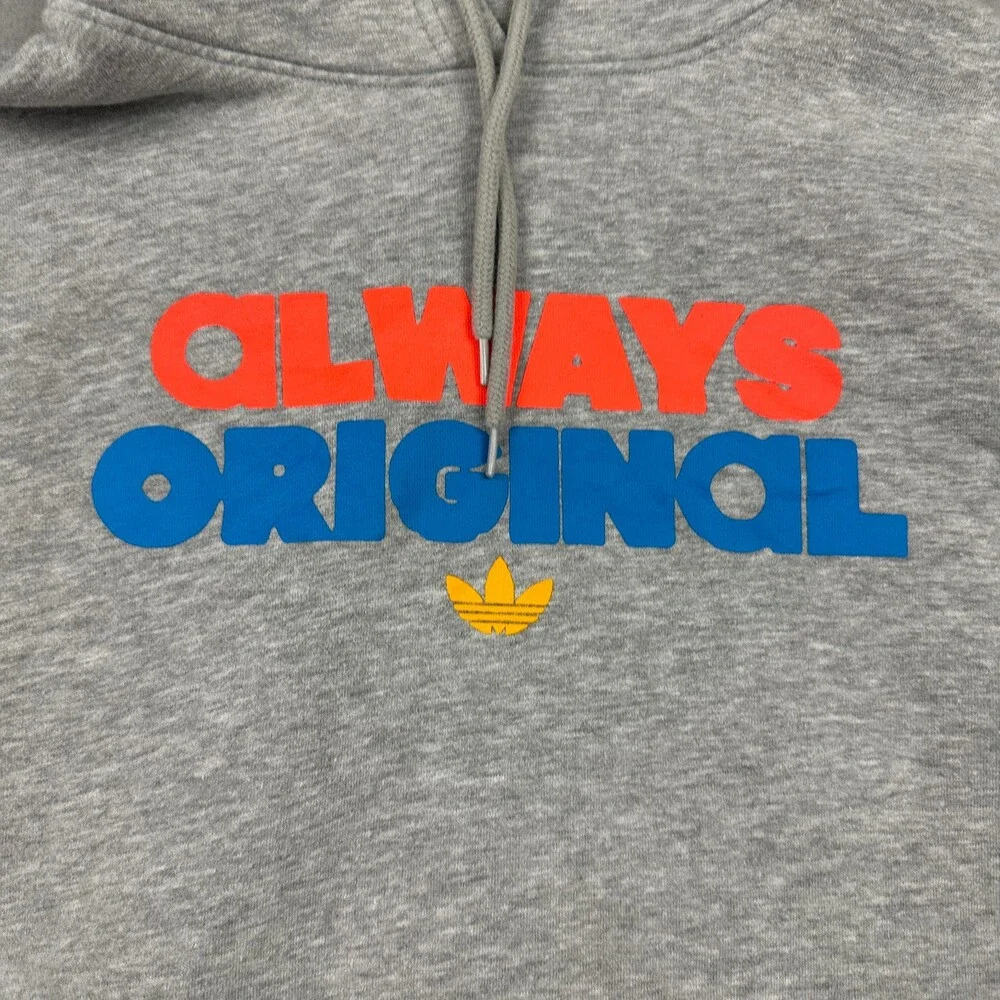 Adidas Hoodie Men Medium Gray Always Original Trefoil Logo Pullover Sweatshirt M